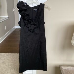 Black ruffle feature cocktail dress